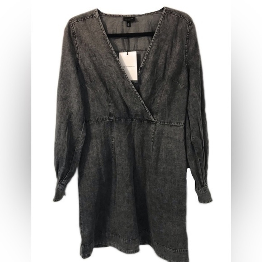 SALE 🖤Who What Wear Denim Flattering Faux Wrap Gray Women’s Dress Size Small New